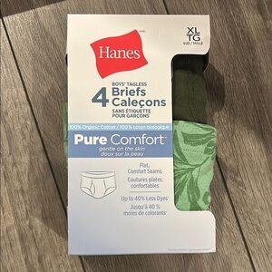NEW pack of four Hanes Briefs Pure Comfort 100% organic cotton size XL 14-16 yrs